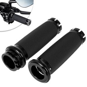 lot 6236 image: Benlari 1 Inch Motorcycle Hand Grips Handlebar Grips Cable Throttle Fit for Harley Davidson Sportster Touring Street Glide Road Glide Dyna Softail 883 1200, Black
