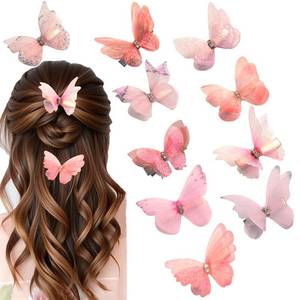 lot 6247 image: CIXVOEMK Pink Hair Decoration Butterfly Clip-Moving Butterfly Hair Clips for Girls (Pink-10PCS)