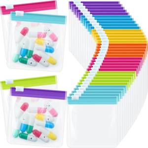 lot 6263 image: Sherr 35 Pcs Pill Pouch Bags with Zipper Pill Pouch Set Travel Reusable Translucent Medicine Organizer Self Sealing Plastic Bag with Slide Lock for Storage(Bright Colors,3 x 3 Inch,Blank Style)