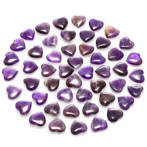 lot 6264 image: Gerrii 50 Pcs Crystal Heart Stones Bulk Natural Polished Quartz,Purple