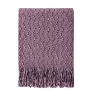 lot 6274 image: BOURINA Dark Lavender Throw Blanket 50x60 Inch Knit Soft Throw Sofa Blanket