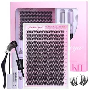 lot 6278 image: Geeneiya FLORA Lashes Clusters Kit DIY Lash Extension, 8-18MM Wispy Lash Clusters, Ultra-thin Band Eyelash Extension Kit with Waterproof Black Lash Bond and Seal, Lash Remover, Tweezers for Beginners