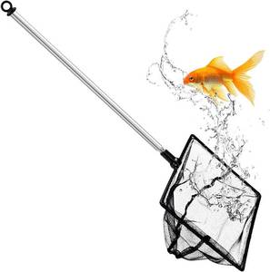 lot 6280 image: Grepol-V Fish Net for Fish Tank, Fine Mesh Aquarium Net with 9-24 Inch Stainless Steel Long Handle, Extendable Fishing Tank Net for Fish Shrimp Tank, Pond, Creek (4 inch)