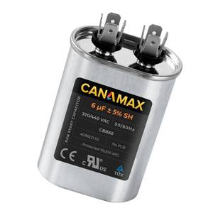 lot 6290 image: 6uF mfd �5% 370-440VAC (380 uF Options Available) Oval Run Start Capacitor 5060 Hz AC Electric - Exact Fit for AC Motor Run or Fan Start and Cool or Heat Pump Air Conditioner