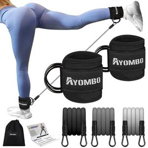 lot 6295 image: Ayombo Ankle Resistance Bands with Cuffs, Ankle Weights Exercise Bands for Working Out, Recoils and Glutes Workout Equipment, Leg Resistance Bands Set with Ankle Strap for Women & Men Home Gym Fitness