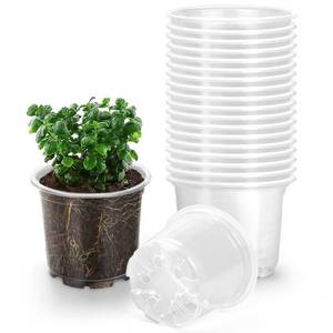 lot 6300 image: OUPSAUI 20 Pack 3.5 Inch Clear Nursery Pots for Plants, Clear Plastic Plant Pots with Drainage Holes, Flexible Nursery Pots Variety Pack, Seedling Planter Seed Starter Pots (3.5 Inch)