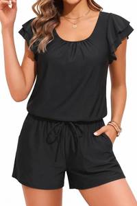 lot 6304 image: Tempt Me Women One Piece Romper Swimsuit - Bathing Suit with Shorts 2027 Swimwear Black XXL