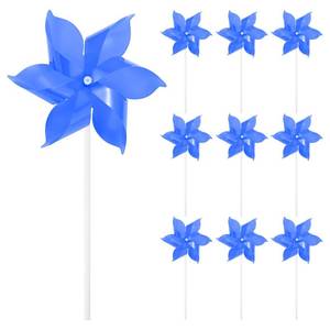lot 6305 image: M METERXITY 10-Pack Six Blades Rainbow Pinwheels, 9.1 Inch Plastic Wind Spinners Outdoor Flower Windmill for Party DecorationsYardGarden, Toy Wind Spinners Dark Blue