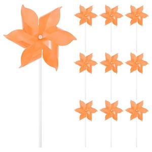 lot 6312 image: M METERXITY 10-Pack Six Blades Rainbow Pinwheels, 9.1 Inch Plastic Wind Spinners Outdoor Flower Windmill for Party DecorationsYardGarden, Toy Wind Spinners Orange