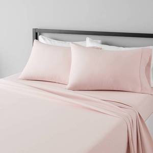 lot 6335 image: Amazon Basics Lightweight, Breathable, Wrinkle Resistant Microfiber 4-Piece Bed Sheet Set with 14-Inch Deep Pockets, Full, Blush Pink, Solid