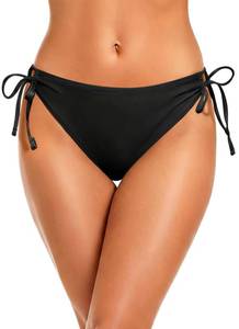 lot 6336 image: Zmart Womens Side Tie Bikini Bottoms Full Coverage Bathing Suit Black S