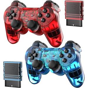 lot 6338 image: Degulan Wireless Controller Compatible with PS-2 Console, Remote Gamepad for Play 2 (ClearRed and ClearBlue)