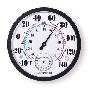 lot 6348 image: Indoor Outdoor Thermometer Large Numbers Wall Thermometer Hygrometer Waterproof Does not Require Battery 10 inch Wireless Hanging Hygrometer Garden Decoration (Black)