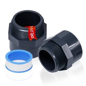 lot 6358 image: 2PCS 1-12 Inch Male Thread Grey Pvc Fittings 2-Way PVC Pipe Coupling For Adapter Connectors With 1.5 Male Thread Pvc Pipe Connectors For Fittings