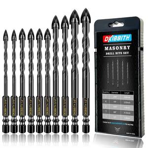 lot 6362 image: Masonry Concrete Drill Bit Set for Tile, Brick, Glass, Plastic and Wood, Tungsten Carbide Tip Work with Ceramic Tile, Wall Mirror, Paver on Concrete or Brick Wall, 10 Pcs