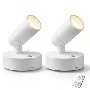 lot 6407 image: Lsoppn Magnetic Rechargeable Picture Light 2 Pack, Wireless Art Spotlight with Remote & Touch Control, 3 Color Temps Dimmable Wall Light, 2000mAh Battery Accent Lighting for Painting, Gallery, Display