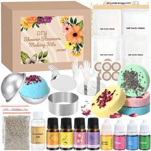 lot 6410 image: JUYRLE Bath Bomb Making Kit- 49Pcs DIY Bath Bomb Kit for Aldult, Make Your Own Shower Bombs, Spa Craft Kits with Bath Bomb Press, Molds, Bath & Bathing Making Supplies Gifts for Mom Women