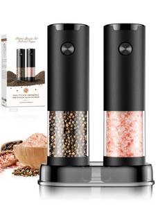 lot 6411 image: Electric Salt and Pepper Grinder Set Automatic Battery Pepper Mill Shakers Adjustable Coarseness Upgraded Larger Capacity with Led Home and Kitchen Appliances Birthday Gifts for Women Men