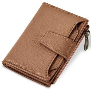 lot 6412 image: Airkit Small Wallet Women RFID Blocking Soft Leather Bifold Compact Card Holder Wallet for Women with Zipper Coin Pocket 4 ID Window