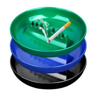 lot 6419 image: BESUPERT 3Pcs Assorted Colors Ashtray Sets, Ash Tray for Cigarettes and Cigar, Round Large Size Plastic Ashtrays, for Indoor Outdoor Home Office Patio Restaurant Bar Hotel Use (1 Black 1 Green 1 Blue)