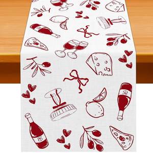 lot 6425 image: Pudodo Thats Amore Table Runner Valentines Day Italian Themed Bachelorette Party Wedding Bridal Shower Kitchen Dining Room Home Decor (13 x 108)