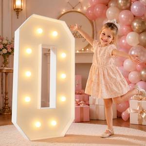 lot 19788 image: imprsv 4FT Marquee Numbers,DIY Light Up Numbers for 30th 40th 50th Birthday Decorations, Party Decorations,Anniversary Party Decor,Mosaic Number for Balloons Number 0,Pre-Cut Foam Board Kit