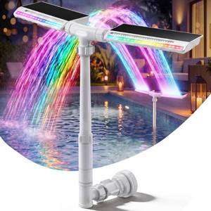 lot 19798 image: 2026 Upgraded Solar Pool Fountain, Dual-Head Adjustable Spray, Extended 8000mah Battery, 10-Color 4-Mode LED Lights, Auto Dusk Sensor & Timer, Pool Fountains for IngroundAbove Ground Pools