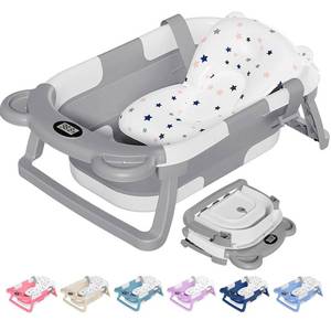 lot 19800 image: TPN Collapsible Baby Bathtub, Baby Bath Tub with Soft Cushion & Real-Time Thermometer, Baby Bathtub Infant to Toddler Tub (0-36 Months), Portable Newborn Travel Bath Tub