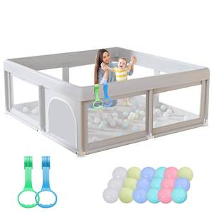 lot 19803 image: Hiaksedt 50 x 50 inch Baby Playpen with Ocean Balls and Pull Rings