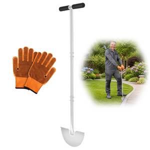 lot 19809 image: KYEEN-TOOLS Serrated Edger Lawn Tool - Half Moon Shovel with Softer T-Handle, Lawn Edger for Yard, Garden, Landscaping, Sidewalk, Cable Burial - Ergonomic Design, Rust-Proof, 38