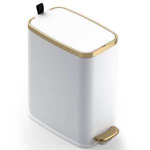 lot 19811 image: CEROELDA Small Bathroom Trash Can with Lid Soft Close-5L1.3 Gal Stainless Steel Garbage Can-Step Pedal Wastebasket Slim Trash Bin for Office, Bedroom, Toilet, Live Room-White