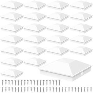 lot 19822 image: Goovilla 4x4 Post Caps White(Actual 3.5 x 3.5), 24 Pack with 48 Screws