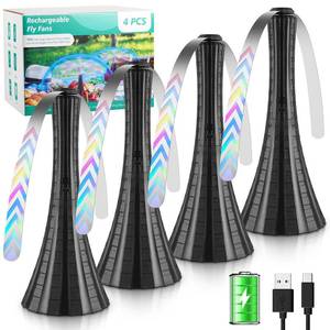 lot 19830 image: Fly Fans for Tables Rechargeable, Flies Fan to Keep Flies Away by Soft Blades, Food Fans for Camping, Picnic, Fishing, 4PCS, Black��Party Essentials Picnic Accessories for Outside, 2000mah
