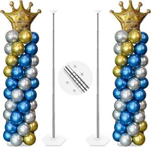 lot 19844 image: YALLOVE 2-Pack Up to 7-Ft Adjustable Metal Balloon Column Stands