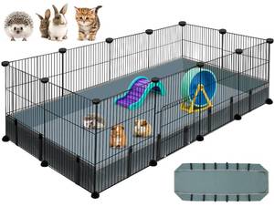 lot 19874 image: VISCOO 12 Panels Small Animal Playpen, 48 x 24 x 16 Guinea Pigs Cages