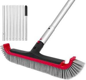 lot 19878 image: Swimming Pool Brush with Pole - 17.5 Wall Brush with 10FT Adjustable Aluminum Pole, Nylon Bristles, Curved Ends, EZ Clip Handle, Pool Brush for Cleaning Walls, Tiles & Floors