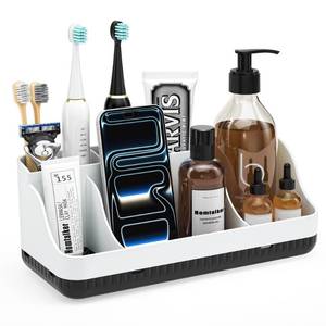 lot 19887 image: Bathroom Counter Organizer and Storage, 7 Slots Detachable Toothbrush Holders for Bathrooms, Anti-Slip Electric Toothbrush and Toothpaste Holder Countertop Vanity Organizer Accessories for Adults Kids