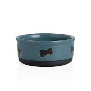 lot 19888 image: Sweejar Ceramic Dog Bowls with Bone Pattern, Dog Food Dish for Medium Dogs, Porcelain Pet Bowl for Water 35 Fl Oz (Fog Blue)