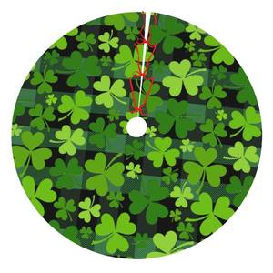 lot 20003 image: Saint Patricks Day Clover Plaid Buffalo Check Cute Green 36 Inch Christmas Tree Skirt Carpet Mat Funny Party Decor Supplies for Xmas Halloween Decorations Occasion