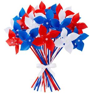 lot 20004 image: Teyva Daily 100 Pack Patriotic Pinwheels Bulk for 4th of July Decorations, Red White and Blue American Flag Wind Spinner 250th Anniversary Decorations for USA Independence Day Yard Garden Lawn