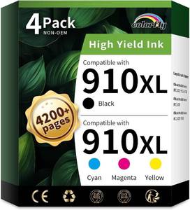 lot 20008 image: 910XL Ink Cartridges Combo Pack Replacement for HP Ink 910 XL Color and Black Compatible with OfficeJet Pro 8020 8025 8028 8035 8030 8010 8015 8018 8022 Printers