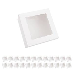 lot 20009 image: BAKIPACK 25 White Bakery Boxes with Window, 8x8x4 Inches Cake Boxes with Window, Treat Boxes for Pastry, Cupcake, Cookies, Muffins, Pie