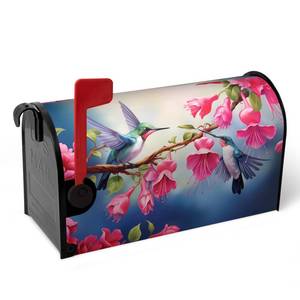 lot 20010 image: Dacawin Summer Mailbox Covers Magnetic Oversized Hummingbird Flower Mailbox Post Cover Fuchsia Hybrida Floral Mailbox Wraps Bird Pink Flowers Mailbox Decor Waterproof Garden Large Size 25.5 X 21 Inch