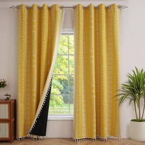 lot 20014 image: ColorBird Boho Blackout Curtains 2 Panels 96 Inch Length Mustard Yellow Thermal Insulated Southwest Window Treatment Patterned Western Black Out Patterned Curtain Drapes for Living Room Bedroom