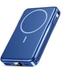 lot 20017 image: Magnetic Portable Charger 10000mAh, 20W Power Bank with Built in Cable