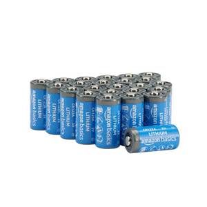 lot 20021 image: Amazon Basics 24-Pack Non-Rechargeable CR123A Lithium Batteries, 3 Volt, Up to 10-Year Shelf Life, 1550mAh