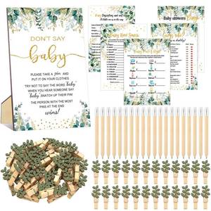 lot 20038 image: Patelai 321 Pcs Greenery Baby Shower Game Decorations, Pencils Clothespins
