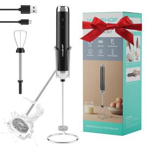 lot 20048 image: HAUSHOF Rechargeable Handheld Milk Frother with Stand, Coffee Mixer Wand