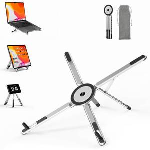 lot 20071 image: SupeDesk Adjustable Laptop Stand, 3-in-1 Magnetic Foldable Stand for Laptop, Tablet & Phone, Portable Aluminum Laptop Riser with Multi-Angle Support for Desk, Home & Travel