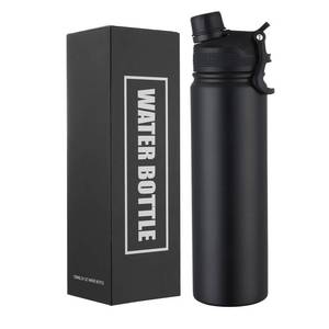 lot 20075 image: Insulated Water Bottle 24oz, Stainless Steel Double Wall Vacuum Sports Flask with 2-in-1 Straw & Chug Lid, BPA-Free, Leak Proof, Keeps Cold 24H for Travel Gym School